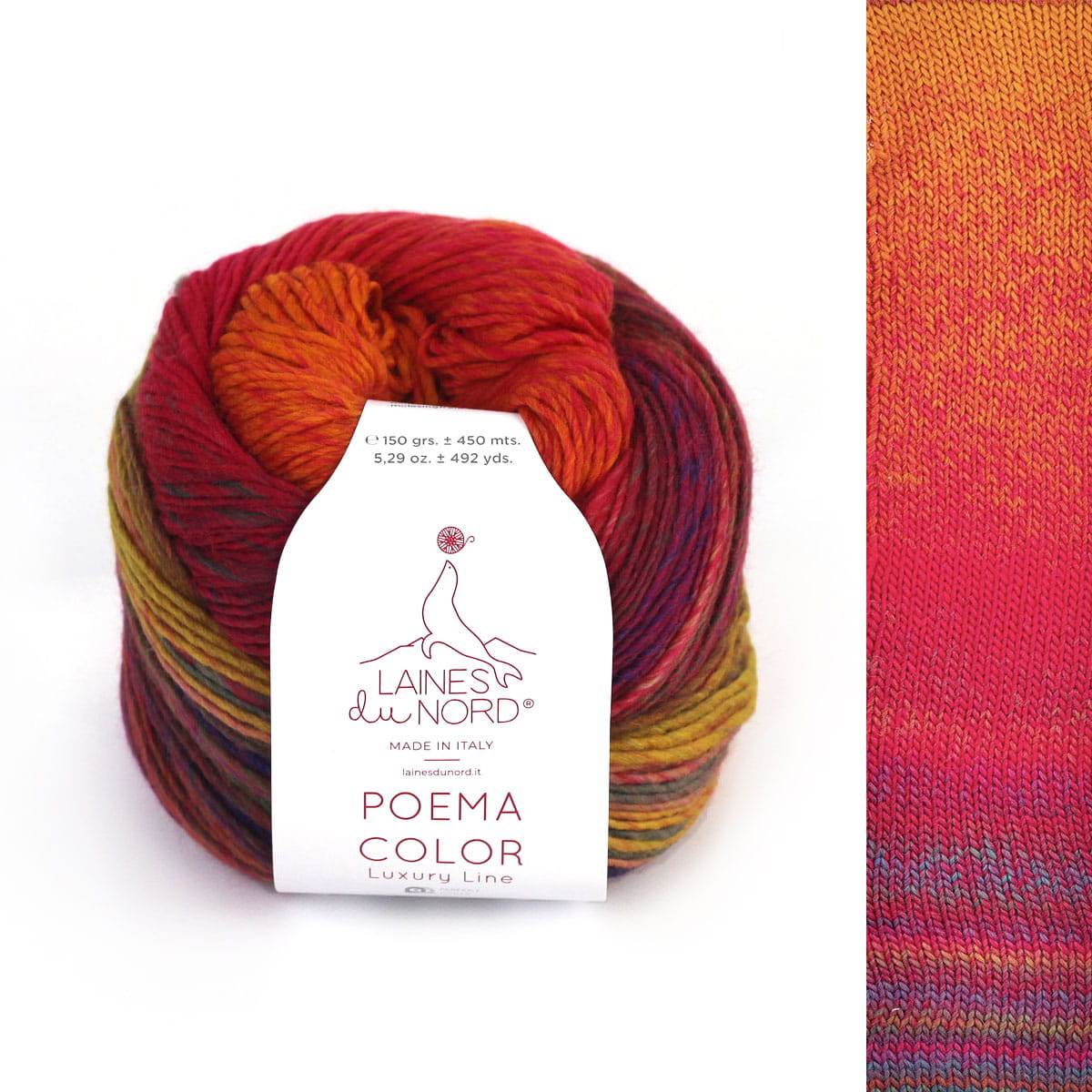 Włóczka Poema Color 708 - wełna merino z gradientem i paskami