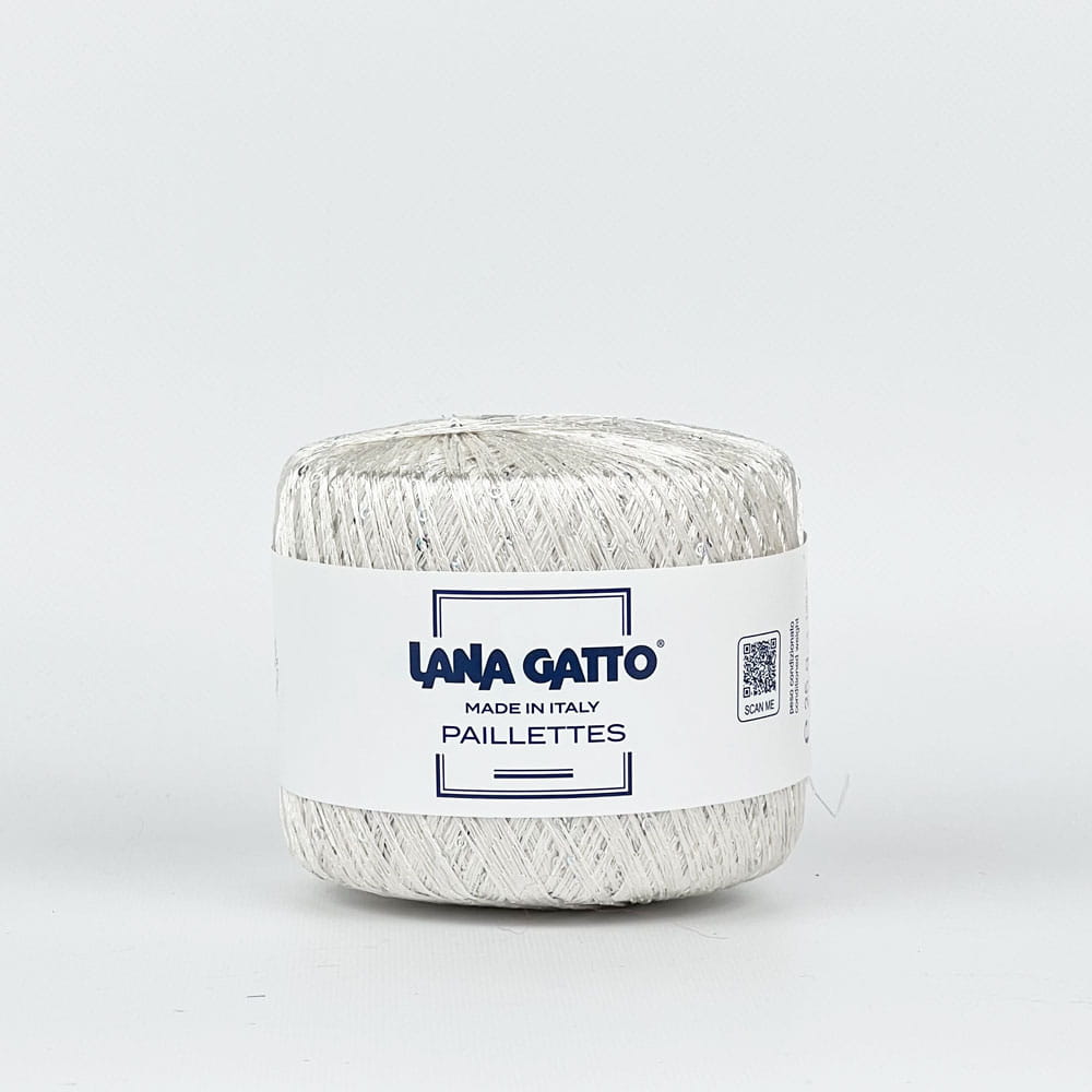 Włóczka Paillettes 8599 Bianco z cekinami